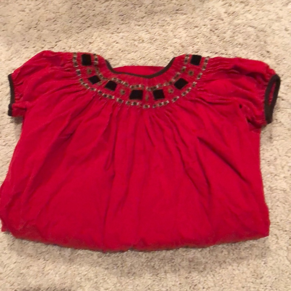 Red and brown corduroy dress